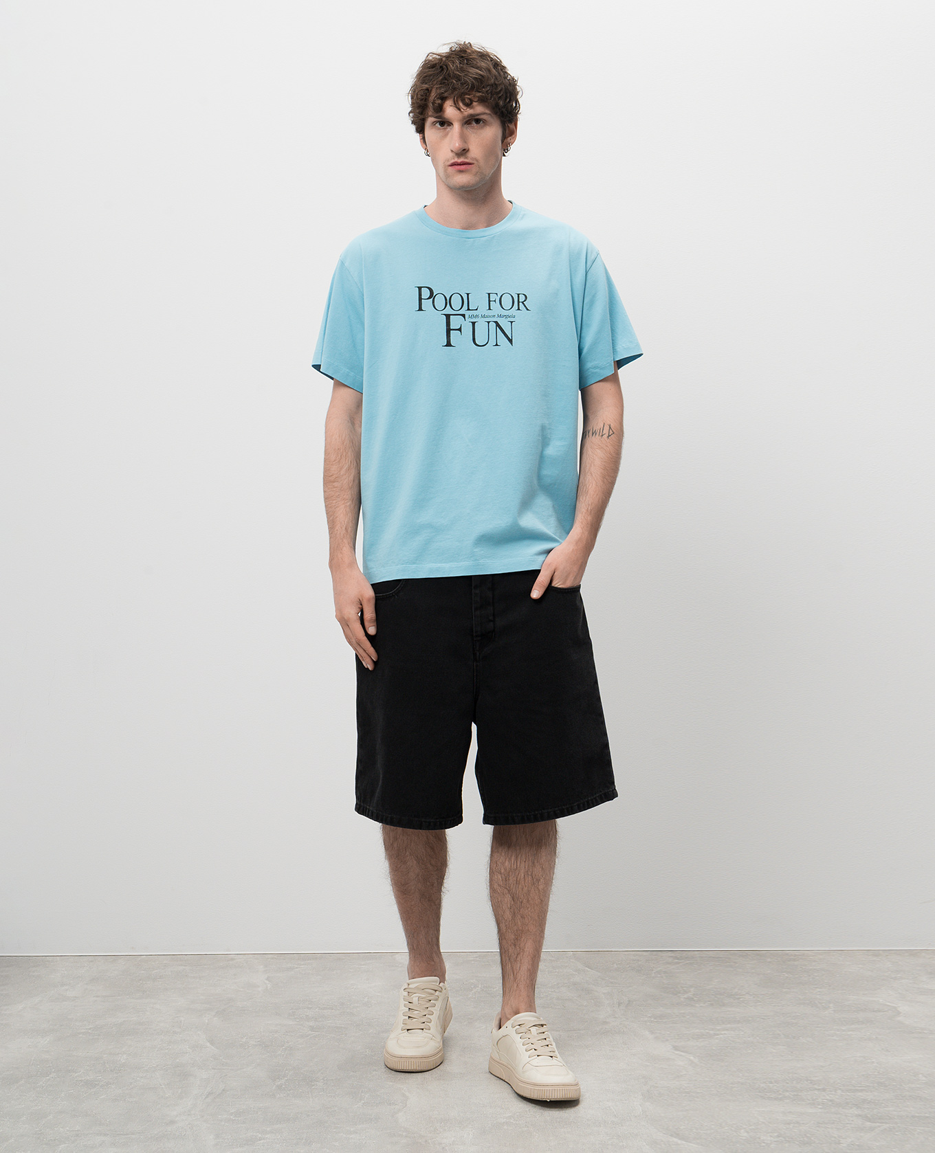 Maison Margiela MM6 - Blue T-shirt with Pool For Fun print