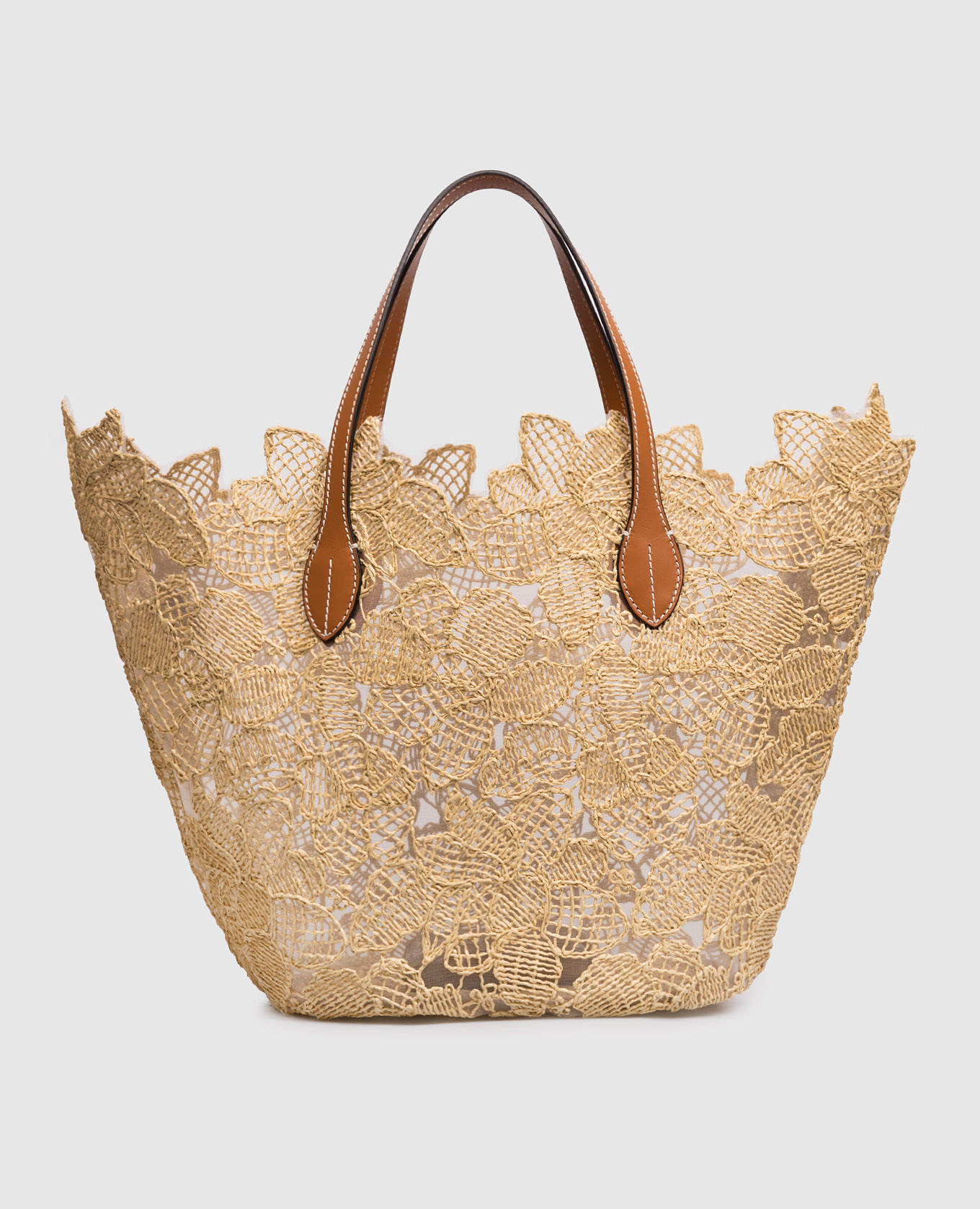 Ermanno Scervino Life - Beige tote bag with floral pattern and
