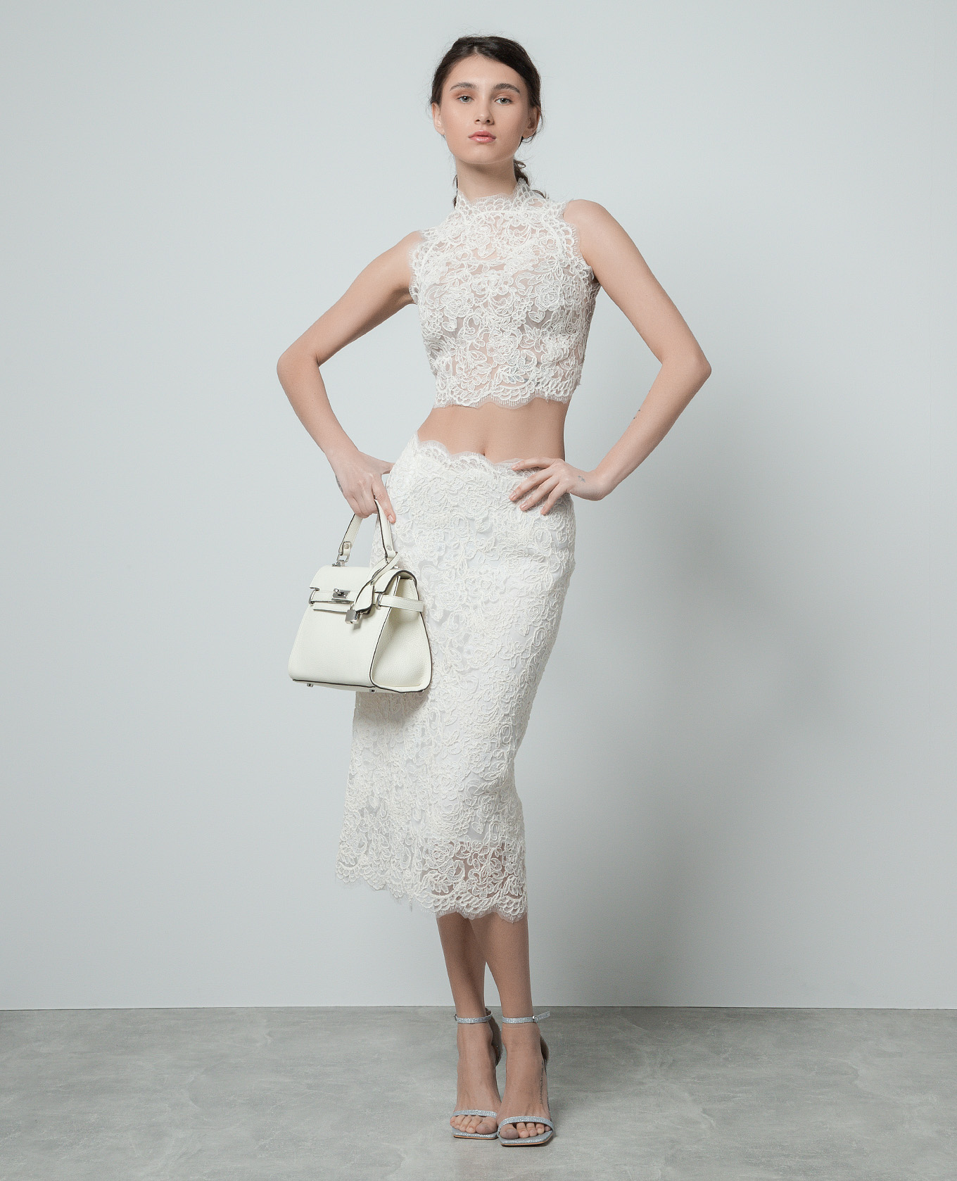 Ermanno Scervino - White pencil skirt made of lace D442O301EHL