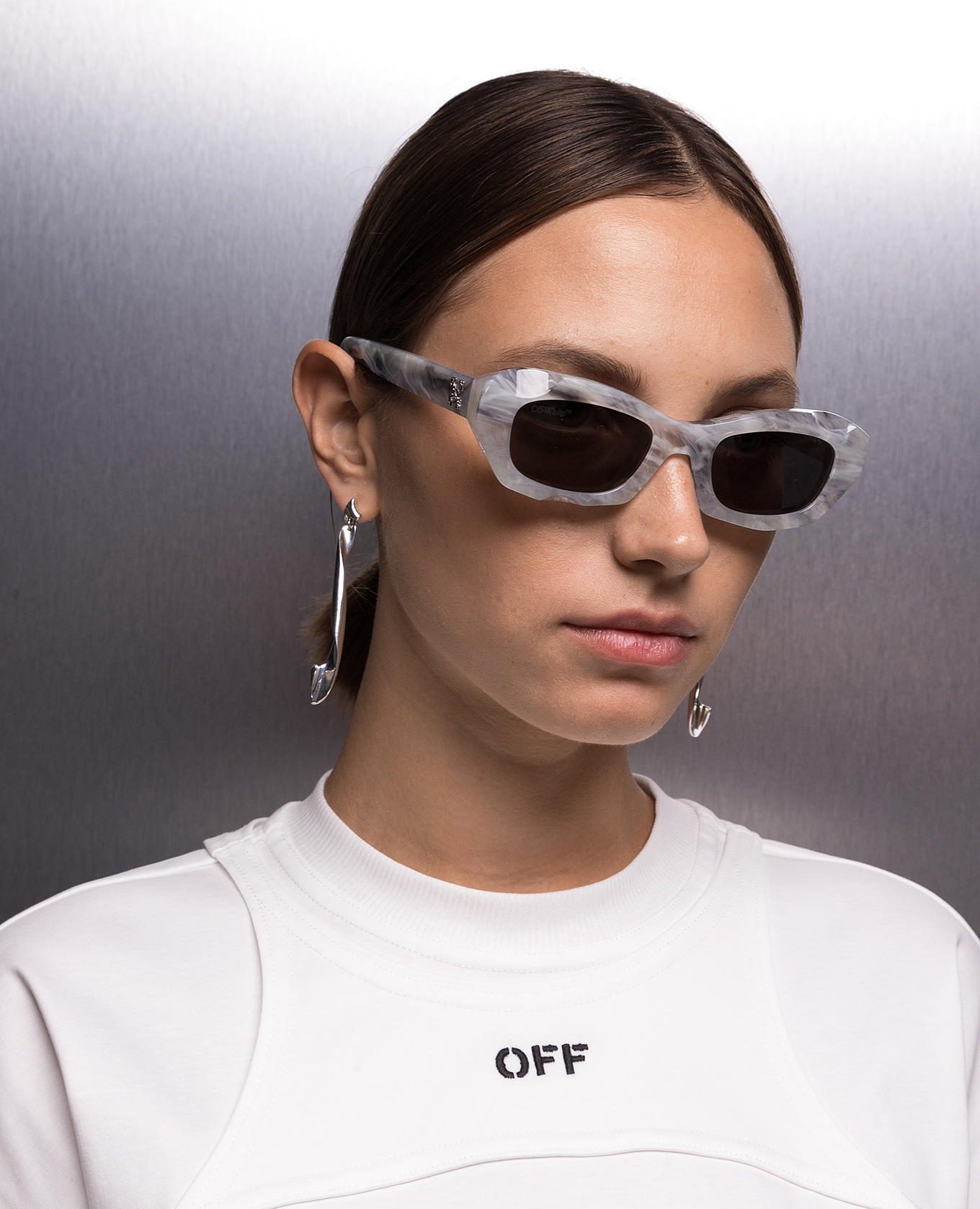 Off-White - Venezia gray sunglasses with a marble pattern  display picture 2