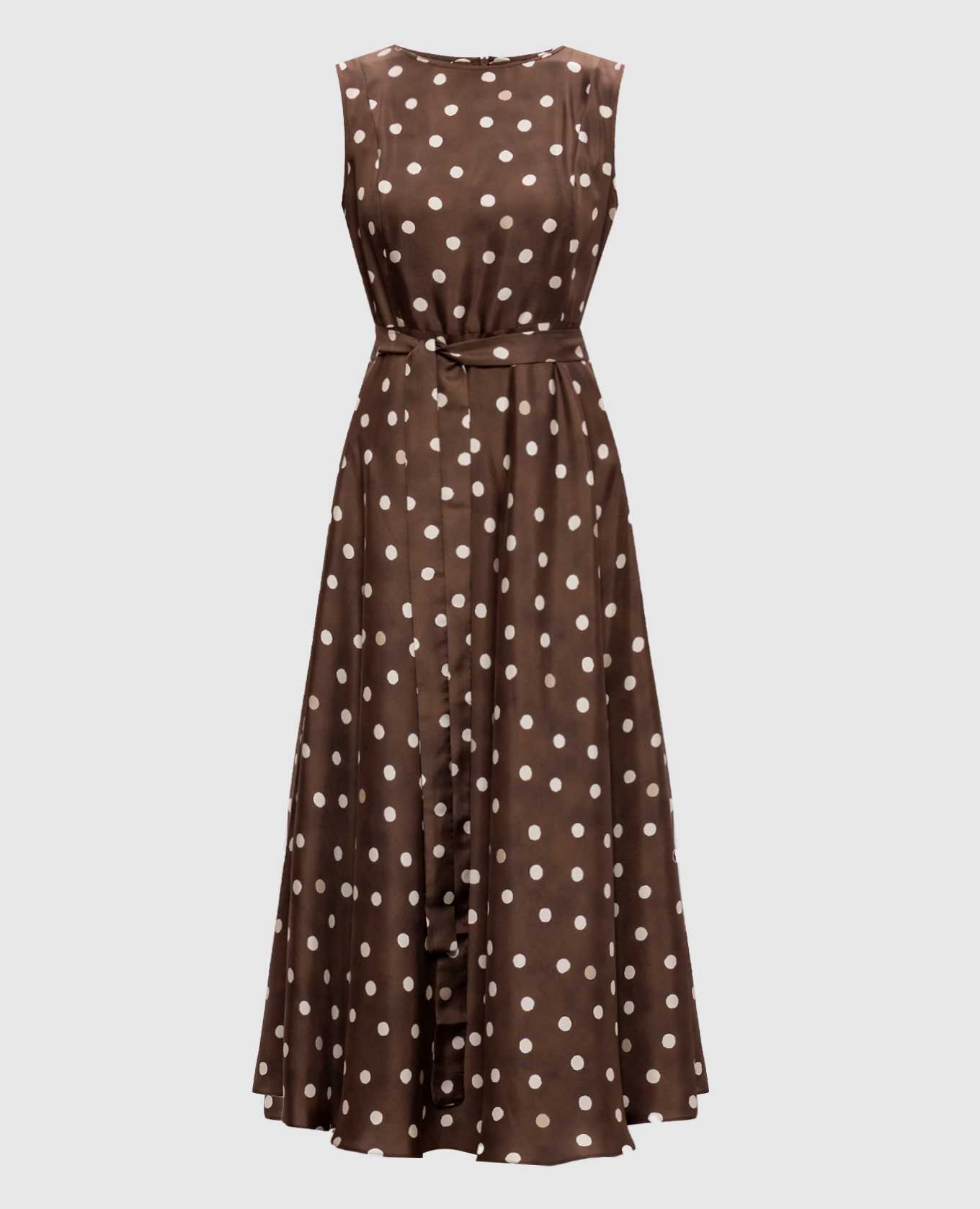 Max Mara - Brown midi dress MARTINA made of polka dot silk