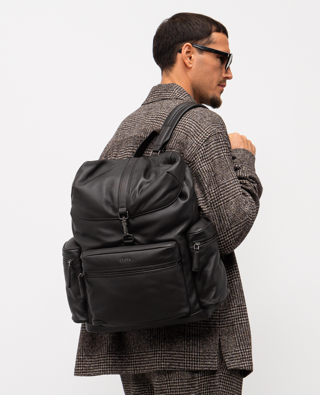 Ermenegildo Zegna - Brown leather backpack with logo BACKPACKSH