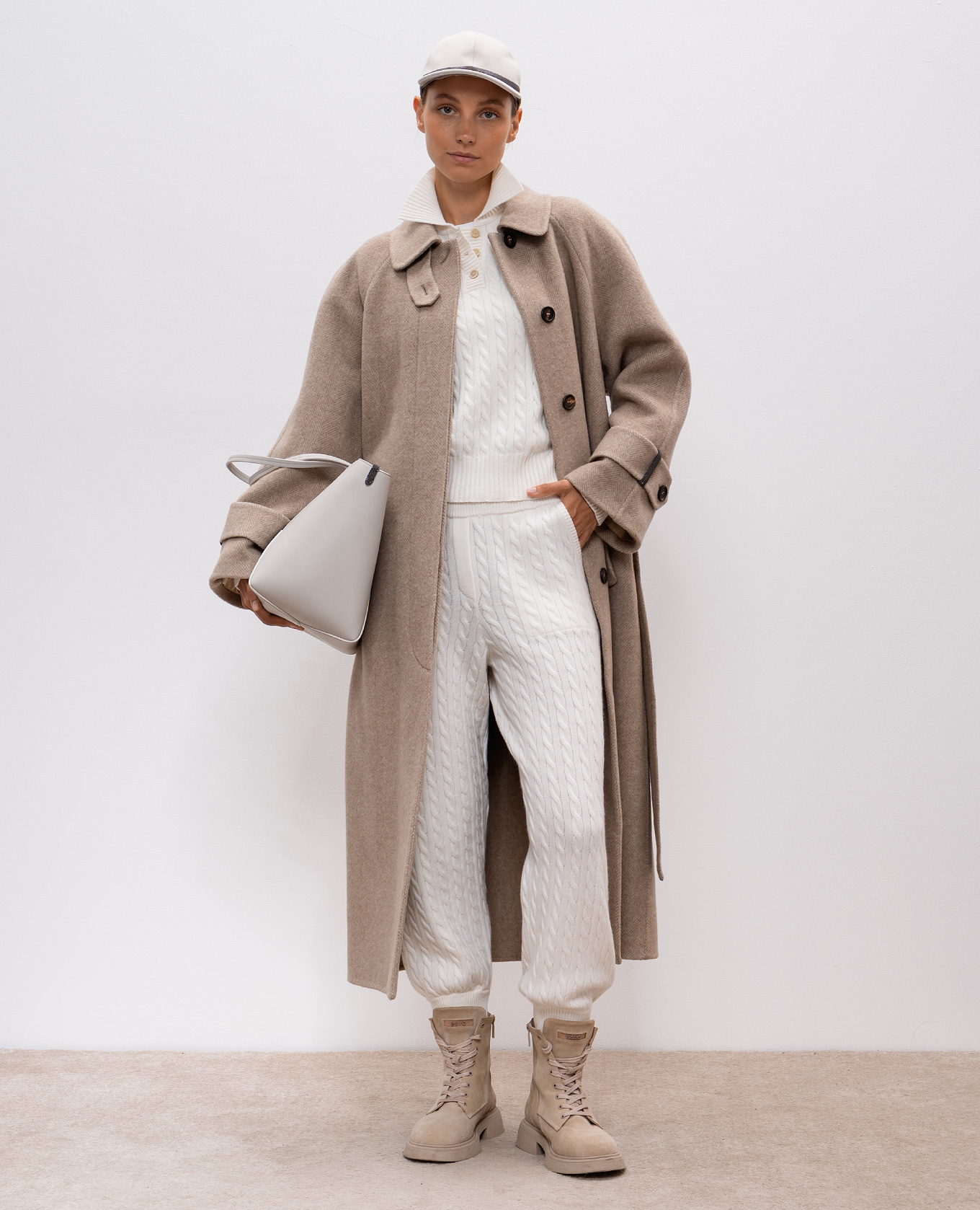 Brunello Cucinelli - Beige wool and cashmere coat MG5009855 - shop