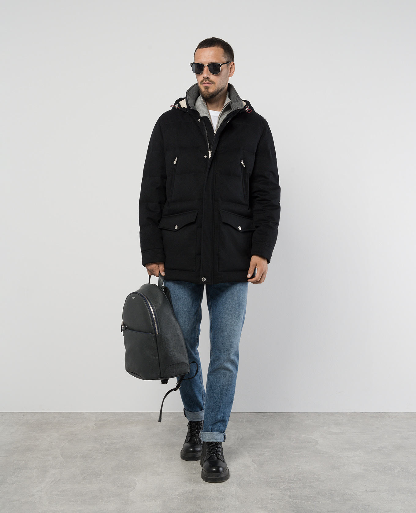 Brunello Cucinelli - Black quilted down jacket made of wool