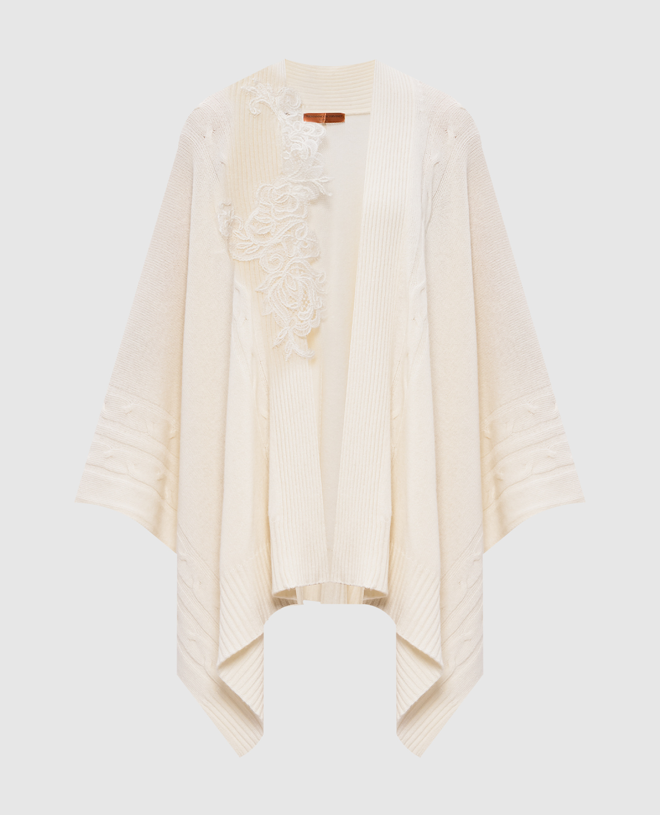 Ermanno Scervino Life - White wool and cashmere poncho with lace